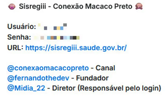 Credentials disclosure on CMP Telegram